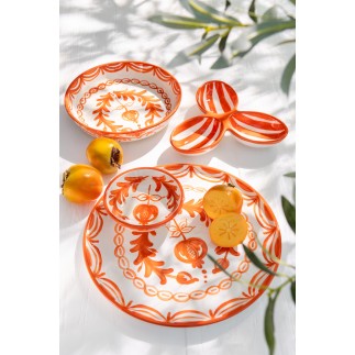 Plat 3 compartiments en céramique orange 24x24x4 cm